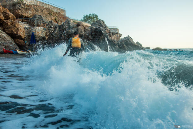 Kayaking in Crete, Greece.